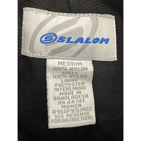 Vintage Womens Slalom Black Ski Snow Pants Medium Insulated Waterproof Pockets - Picture 10 of 11
